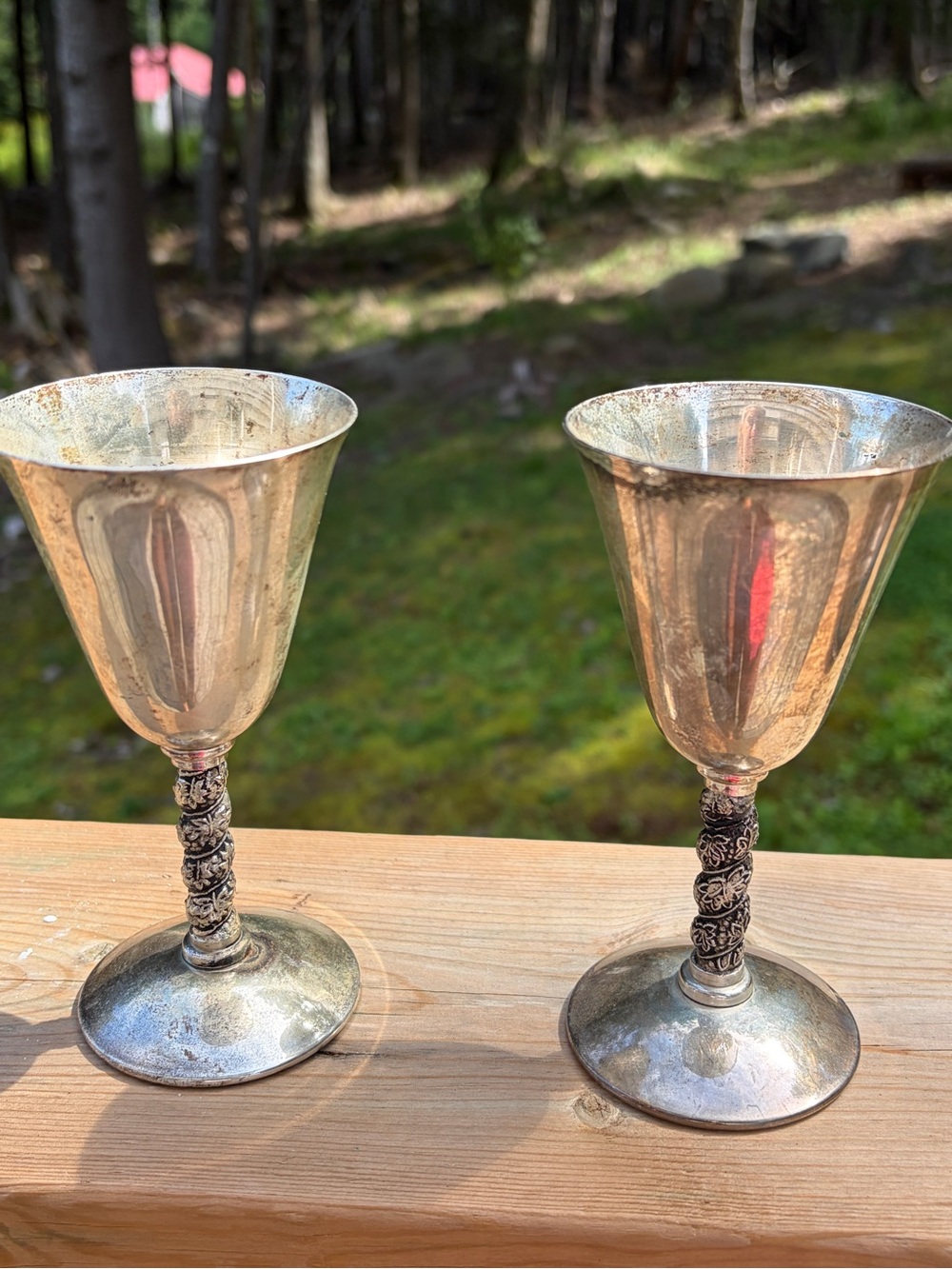 Vintage Viking Plate Silverware Goblets – one Engraved "Halifax Air 1975" (Pair)